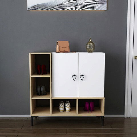 Consolă, Retricy, Platin, 100x35x100cm, 100% PAL melaminat, Stejar / Alb