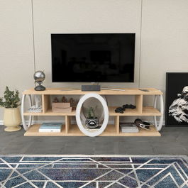 Comoda TV, Retricy, Fale, 140x35x45cm, 100% PAL melaminat, Safir / Alb