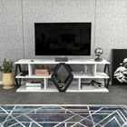 Comoda TV, Retricy, Erisa, 140x35x45cm, 100% PAL melaminat, Alb / Negru
