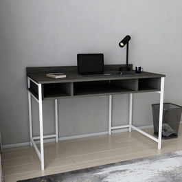 Birou, Retricy, Alma, 120x60x74.8cm, 100% PAL melaminat, Alb / Gri inchis