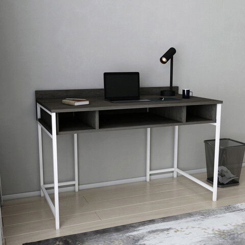 Birou, Retricy, Alma, 120x60x74.8cm, 100% PAL melaminat, Alb / Gri inchis