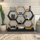 Corp biblioteca, Retricy, Cicek, 120x29.5x109cm, 100% PAL melaminat, Negru / Stejar