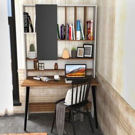Birou, Retricy, Wood, 120x60x196.6cm, 100% PAL melaminat, Alb / Nuc