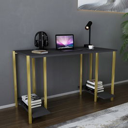 Birou, Retricy, Academy, 125.2x60x73.8cm, 100% PAL melaminat, Aur / Antracit