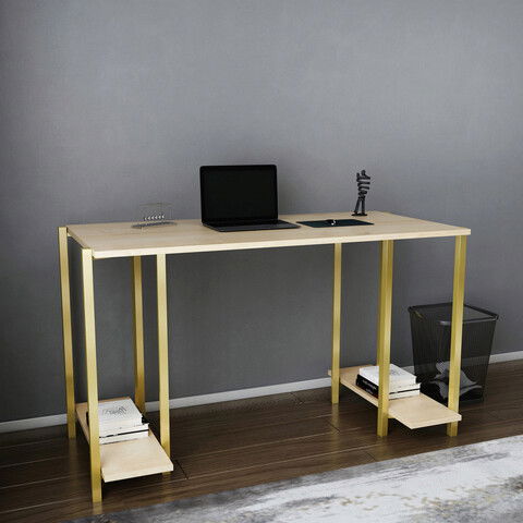 Birou, Retricy, Academy, 125.2x60x73.8cm, 100% PAL melaminat, Aur / Stejar