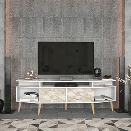 Comoda TV, Retricy, Dennis, 180x35x58.6cm, 100% PAL melaminat, Alb