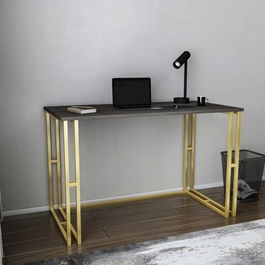 Birou, Retricy, Kane, 120x60x74.8cm, 100% PAL melaminat, Aur / Gri inchis