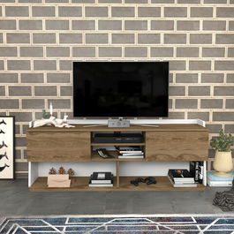 Comoda TV, Retricy, Picas, 160x35x59cm, 100% PAL melaminat, Stejar bătrân / Alb
