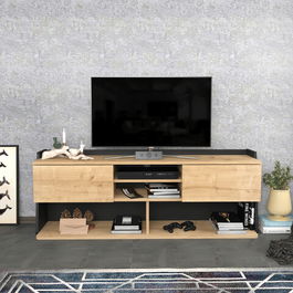 Comoda TV, Retricy, Picas, 160x35x59cm, 100% PAL melaminat, Safir / Negru