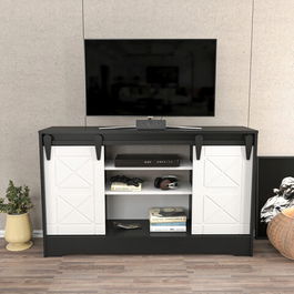 Comoda TV, Retricy, Nisay, 140x35x85cm, 100% PAL melaminat, Gri inchis / Alb