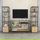 Comoda TV, Retricy, Robbins, 198x39x160cm, 100% PAL melaminat, Negru / Stejar