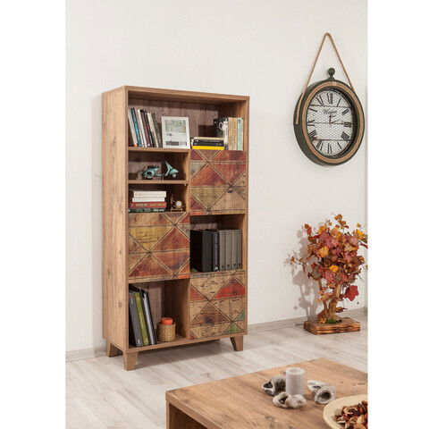 Corp biblioteca, Sapphire, Marina Flora, 80x155x36cm, 100% PAL melaminat, Pinul Atlantic