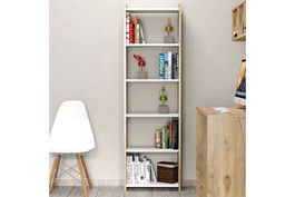 Corp biblioteca, Tanmob, KTB0103, 48x159x23.5cm, 100% PAL melaminat , Alb / Pinul Atlantic