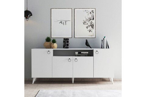 Consolă, Tanmob, KSL0201, 180x79.3x44.5cm, 100% PAL melaminat , Alb