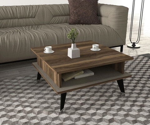 Măsuţă de cafea, Tera Home, Logan, 72x38.2x72cm, 100% PAL melaminat, Nuc