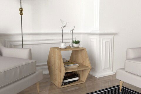 Masuta, Tera Home, Kipera, 42.6x52.5x30cm, 100% PAL melaminat, Stejar / Negru