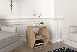 Masuta, Tera Home, Kipera, 42.6x52.5x30cm, 100% PAL melaminat, Stejar / Negru