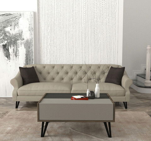 Măsuţă de cafea, Tera Home, Borges, 90x41.8x60cm, 100% PAL melaminat, Gri / Antracit / Nuc