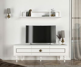 Comoda TV, Tera Home, Scarlett, Cm, 100% PAL melaminat, Alb