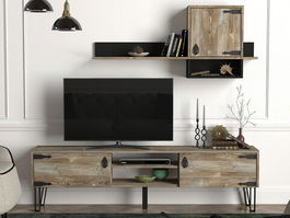 Comoda TV, Tera Home, Costa Unit, Cm, 100% PAL melaminat, Bej / De lemn