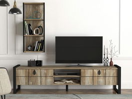 Comoda TV, Tera Home, Lost, Cm, 100% PAL melaminat, Nuc / Negru