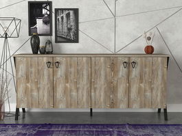 Consolă, Tera Home, Zeth, 180x76.8x44.8cm, 100% PAL melaminat, Nuc / Negru