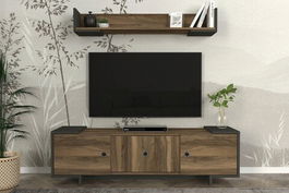 Comoda TV, Tera Home, Tetra, Cm, 100% PAL melaminat, Antracit / Nuc