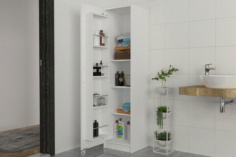 Dulap de baie, Tera Home, Odeon, 44x180x44cm, 100% PAL melaminat, Alb