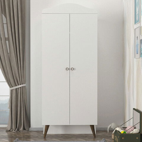 Dulap cu 2 usi, Tera Home, Lora, 90x217.4x45cm, 100% PAL melaminat, Alb