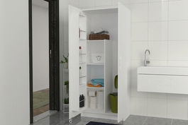 Dulap de baie, Tera Home, Odeon, 75.6x180x44cm, 100% PAL melaminat, Alb