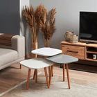 Set masute 3 piese, Tuvalle, Tuvalle 049, 100% MDF, Antracit / Gri deschis / Alb / Stejar