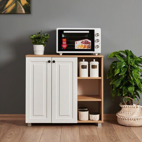 Dulap multifunctional, Tuvalle, Tuvalle 018, 90x85x37cm, 100% PAL melaminat, Stejar safir / Nuc