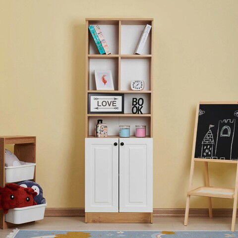 Corp biblioteca, Tuvalle, Tuvalle 043, 30x60x180cm, PAL 100% MELAMINAT, Stejar safir / Negru
