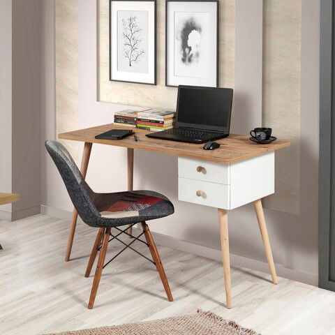 Birou, Vella, Balbina, 120x77x60cm, 100% PAL melaminat, Pinul Atlantic / Alb