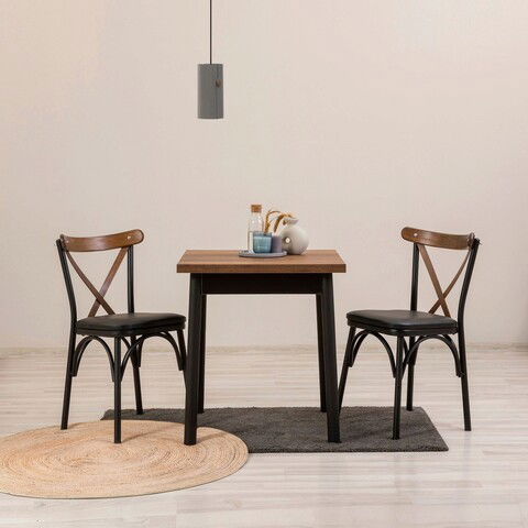 Set masa si scaune 3 piese, Vella, OLV-KARE-TK4, 100% PAL melaminat, Negru