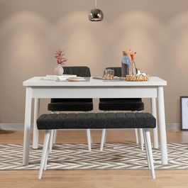 Set masa si scaune 4 piese, Vella, Costa 1053, 100% PAL melaminat, Alb / Antracit