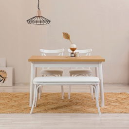 Set masa si scaune 4 piese, Vella, OLV-SA-TK7, 100% PAL melaminat, Alb
