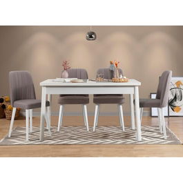 Set masa si scaune 5 piese, Vella, Costa 0701, 100% PAL melaminat, Alb / Gri