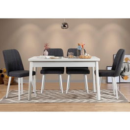 Set masa si scaune 5 piese, Vella, Costa 1053, 100% PAL melaminat, Alb / Antracit
