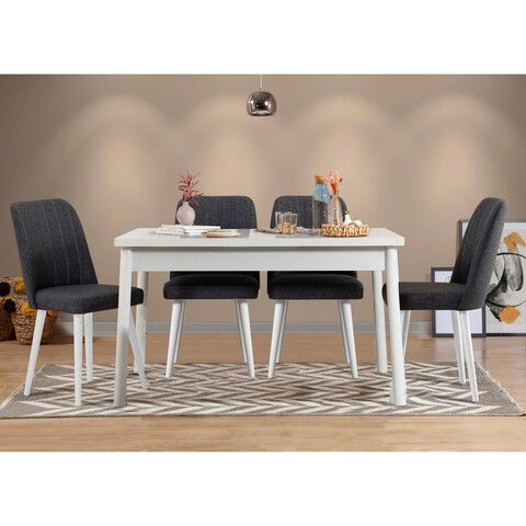 Set masa si scaune 5 piese, Vella, Costa 1053, 100% PAL melaminat, Alb / Antracit