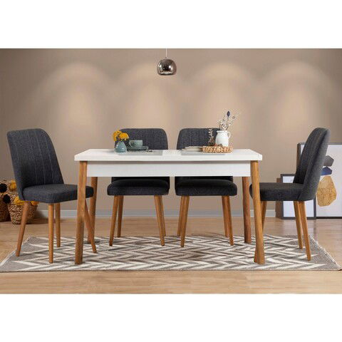 Set masa si scaune 5 piese, Vella, Costa 1053, 100% PAL melaminat, Pinul Atlantic / Alb / Antracit