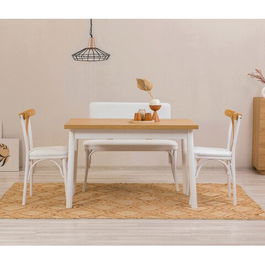 Set masa si scaune 4 piese, Vella, OLV-SA-TK2, 100% PAL melaminat, Alb