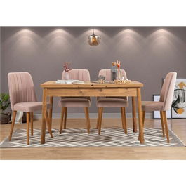 Set masa si scaune 5 piese, Vella, Santiago 0900, 100% PAL melaminat, Pinul Atlantic / Piatră