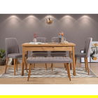 Set masa si scaune 6 piese, Vella, Costa 0701, 100% PAL melaminat, Pinul Atlantic / Gri
