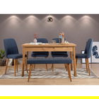 Set masa si scaune 6 piese, Vella, Costa 1048, 100% PAL melaminat, Pinul Atlantic / Albastru marin