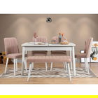 Set masa si scaune 6 piese, Vella, Santiago 0900, 100% PAL melaminat, Alb / Piatră