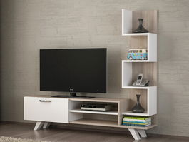 Comoda TV, Wooden Art, Ceren, Cm, 100% PAL melaminat, Alb / Córdoba