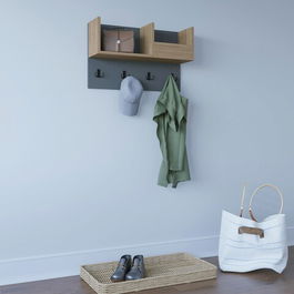 Raft de perete, Zena Home, Sameul, 72x44.6x23.8cm, 100% PAL melaminat, Antracit / Stejar