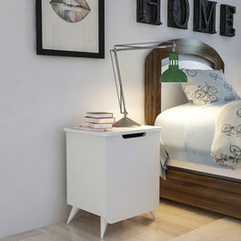 Noptiera, Zena Home, Esla, Cm, 100% PAL melaminat, Alb