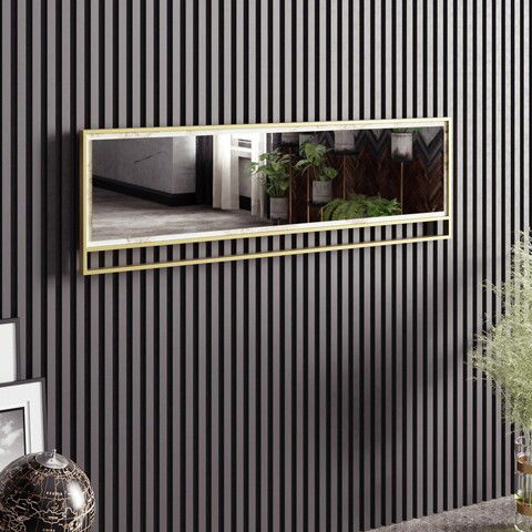 Oglinda decorativa, Zena Home, Polka 2, Cm, 100% PAL melaminat, Aur / Alb